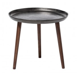 Table basse d'appoint ronde plateau aluminium noir Bloomingville Cone