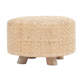 house doctor weave tabouret rond rotin tresse bois id0991