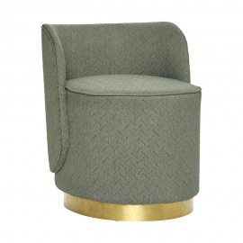 Pouf avec dossier rétro chic tissu vert base laiton Hübsch