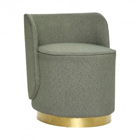 Pouf avec dossier chic tissu vert base laiton Hübsch