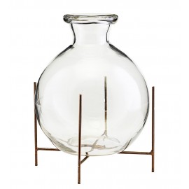 house doctor lana vase en verre pose sur support metal laiton sv1041