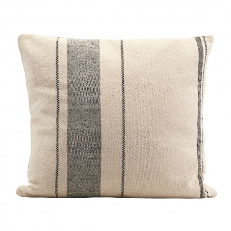 Housse de coussin carrée rayé beige noir House Doctor Morocco