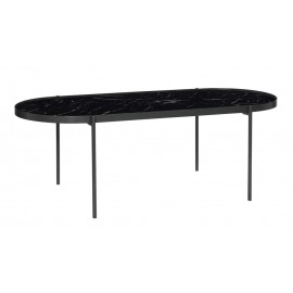 hubsch table basse ovale fine metal noir verre marbre 930802