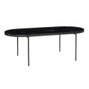 hubsch table basse ovale fine metal noir verre marbre 930802