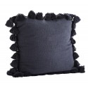 madam stoltz grande housse de coussin coton bleu pompons 65 x 65 cm