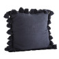 Grande housse de coussin carrée coton bleu pompons Madam Stoltz Grande housse de coussin carrée coton bleu pompons Madam Stoltz