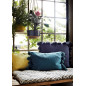 Grande housse de coussin carrée coton bleu pompons Madam Stoltz Grande housse de coussin carrée coton bleu pompons Madam Stoltz