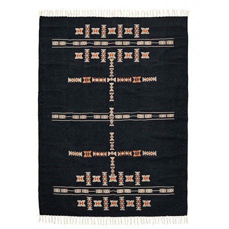 Tapis de salon noir motif ethnique house doctor mila