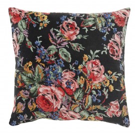 Housse de coussin carrée velours fleuri style bohème Nordal