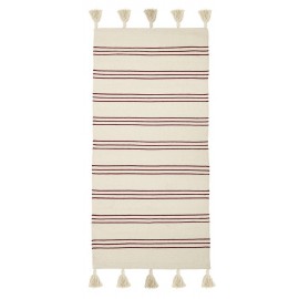 bloomingville tapis descente de lit raye coton blanc rouge 32708242