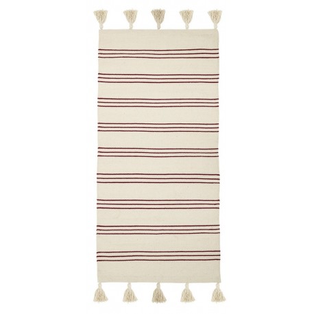 bloomingville tapis descente de lit raye coton blanc rouge 32708242