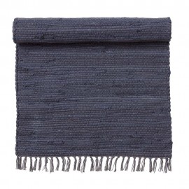 bungalow denmark tapis descente de lit chindi coton recycle bleu indigo