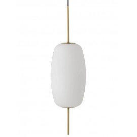 Suspension rétro chic ovale verticale verre blanc laiton Frandsen Silk