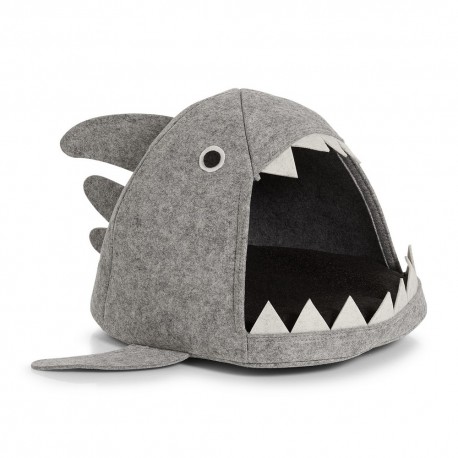 Niche pour chat en forme de requin feutre gris Zeller