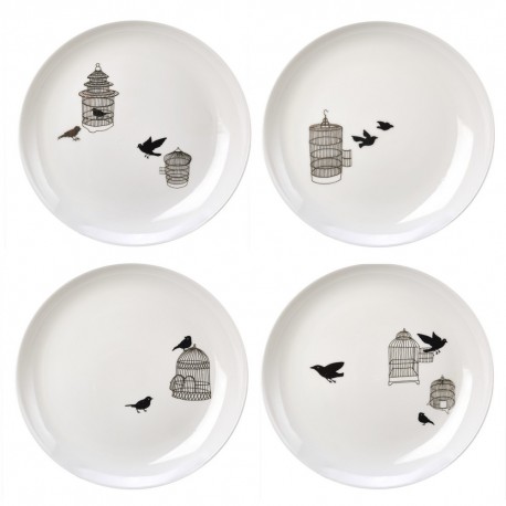 Assiettes oiseaux porcelaine Pols Potten Freedom Birds (set de 4)