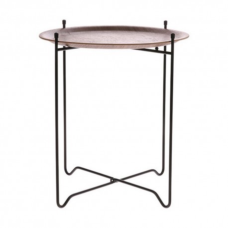 Table basse d'appoint plateau rond amovible bois HK Living