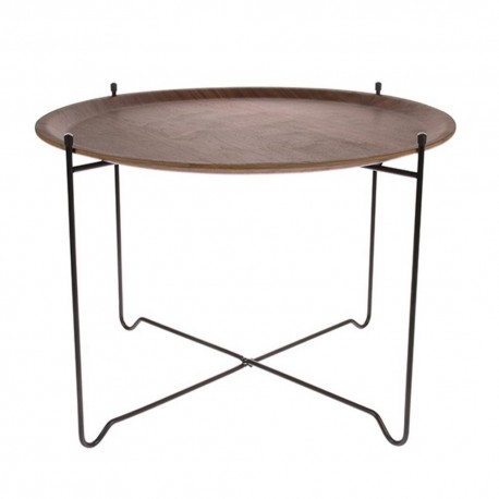 Table d'appoint ronde plateau amovible bois métal HK Living