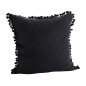 madam stoltz housse de coussin pompons lin noir 60 x 60 cm