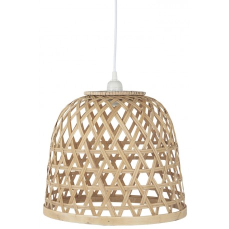 ib laursen petite suspension cloche bois bambou naturel tresse 3836-14