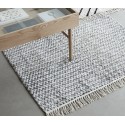 hubsch tapis coton tisse gris blanc 127 x 180 cm