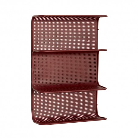 Étagère murale rouge métal perforé design Hübsch