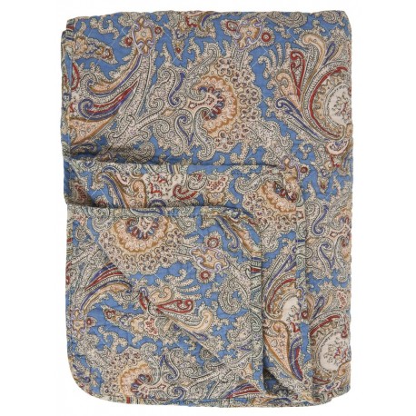 couvre lit matelasse motif paisley ib laursen bleu marron 0715-13