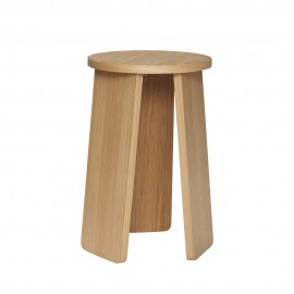 Tabouret rond design scandinave épuré bois clair Hübsch