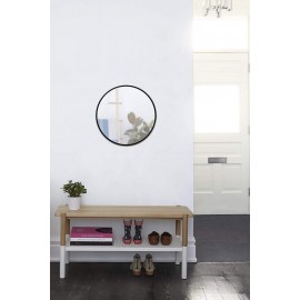 Miroir mural rond bord en caoutchouc noir Hub 24 Umbra D 61 cm