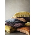 madam stoltz coussin carre velours impression franges prune 50 x 50 cm