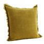 Housse de coussin velours côtelé franges Madam Stoltz jaune