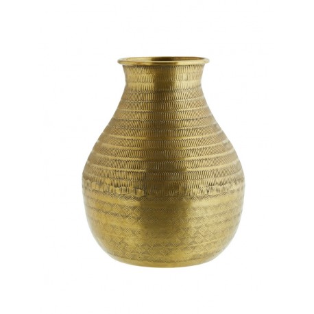 madam stoltz vase en metal aluminium dore grave style ethnique