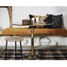 madam stoltz coussin long de banc jaune moutarde coton imprime