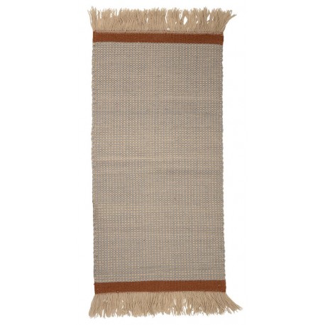 Tapis descente de lit en laine couleur beige franges Bloomingville