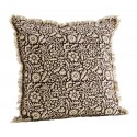 Housse de coussin carrée fleuri coton franges Madam Stoltz