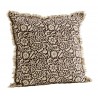 madam stoltz coussin carre 50 x 50 cm fleuri coton franges CC-5050-16