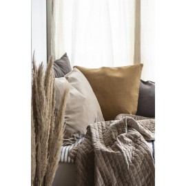 ib laursen grande housse de coussin carree lin jaune moutarde 50 x 50 cm