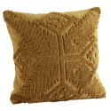 Housse de coussin broderie géométrique tricot Madam Stoltz jaune moutarde