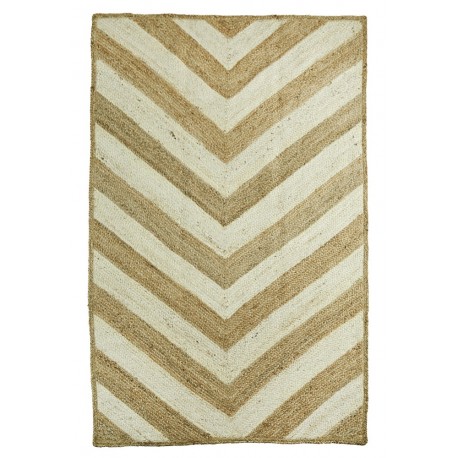 madam stoltz tapis jute bicolore naturel ecru avec motifs JER3152