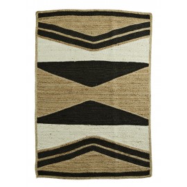 madam stoltz tapis jute style ethnique motifs noir beige ecru JER3151