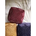 madam stoltz pouf carre coton brode tricot motif ethnique  rouge bordeaux