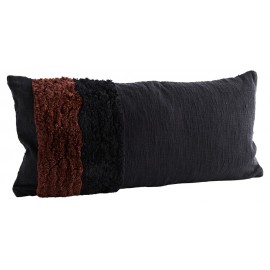 madam stoltz coussin long rectangulaire coton noir rouge bordeaux