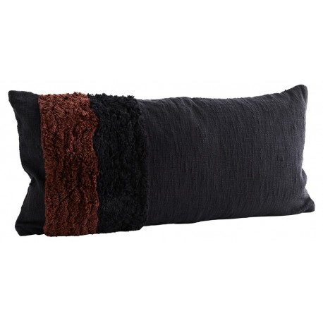 madam stoltz coussin long rectangulaire coton noir rouge bordeaux