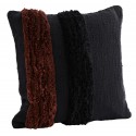 madam stoltz coussin touffete carre coton noir rouge 50 x 50 cm