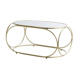 Table basse ovale laiton marbre blanc style rétro chic Madam Stoltz