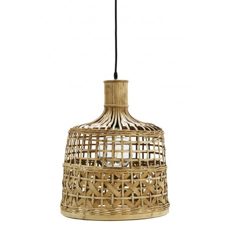 madam stoltz lampe suspension bambou naturel tresse style campagne chic