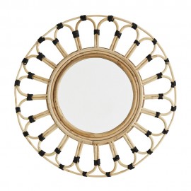 madam stoltz miroir mural rond bambou tresse deco 21329N