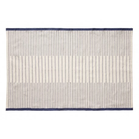 Tapis design coton blanc bleu Hübsch