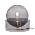 Lampe de table boule en verre fumé socle verre Hübsch