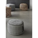 Pouf rond noir et blanc motif chevron hubsch