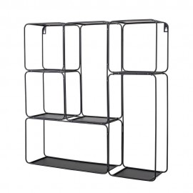 bloomingville etagere murale metal filaire noir compartiments vegas